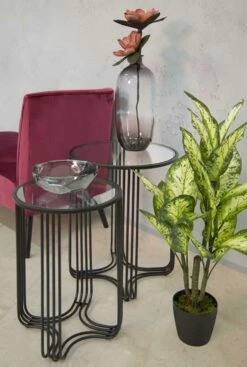 Paar Ronde Salontafels In Modern Design Van Glas En Ijzer - Ezra 9 Paar Ronde Salontafels In Modern Design Van Glas En Ijzer - Ezra -Slide Shop coppia di tavolini da salotto rotondi in ferro e vetro design moderno ezra 4