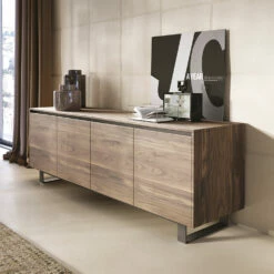 Hoog Houten Dressoir Met Metalen Onderstel Made In Italy - Berta -Slide Shop credenza alta in legno con base in metallo made in italy berta 2
