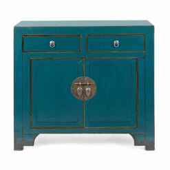 Laag Dressoir Met 2 Deuren En 2 Lades In Blauw Iepenhout Homemotion - Konan 8 Laag Dressoir Met 2 Deuren En 2 Lades In Blauw Iepenhout Homemotion - Konan -Slide Shop credenza bassa 2 ante e 2 cassetti in legno di olmo blu homemotion konan 2