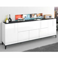 Laag Dressoir Met 5 Deuren En Centraal Compartiment Made In Italy - Louisiana -Slide Shop credenza bassa a 5 ante e vano centrale realizzato in italia luisiana 2