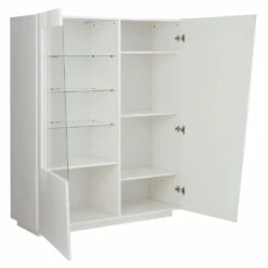 Dressoir Met Woonkamervitrine In Glanzend Wit Hout Of Leisteen - Joris -Slide Shop credenza con vetrina soggiorno in legno bianco lucido o ardesia joris 2