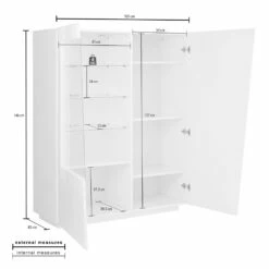 Dressoir Met Woonkamervitrine In Glanzend Wit Hout Of Leisteen - Joris -Slide Shop credenza con vetrina soggiorno in legno bianco lucido o ardesia joris 6