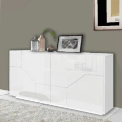 Keuken Dressoir In Melamine 4 Scharnierende Kamers Made In Italy - Geraldina -Slide Shop credenza cucina in nobilitato 4 vani a battente made in italy geraldina