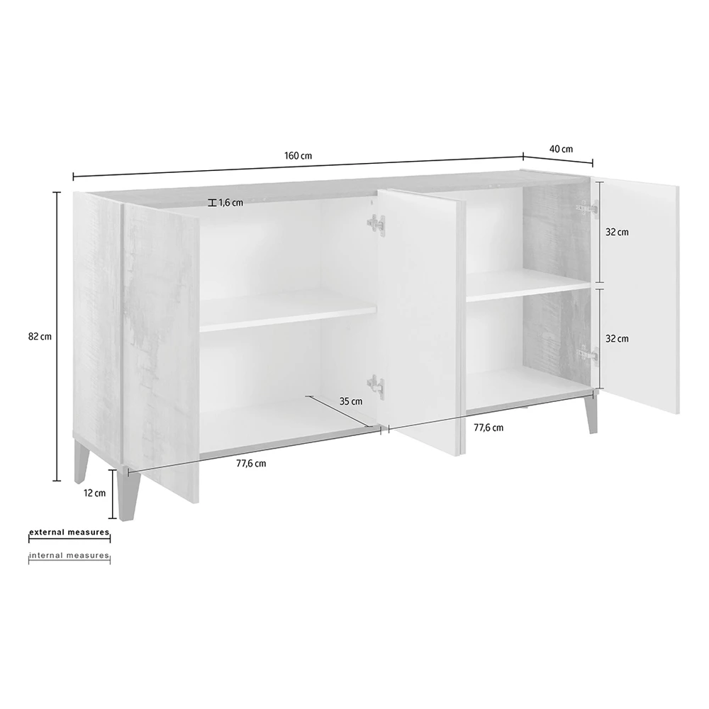 Modern Keuken Dressoir Met 4 Deuren In Melamine Hout Made In Italy - Damiana 12 Modern Keuken Dressoir Met 4 Deuren In Melamine Hout Made In Italy - Damiana - Afbeelding 12