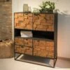 Dressoir Voor Binnen In Patchwork Van Gerecycled Hout En Metalen Onderstel - Glijbaan