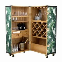 Design Dressoir Met Wielen In Mdf, Gefineerd Hout En Stof - Amazonia -Slide Shop credenza di design con ruote in mdf legno impiallacciato e tessuto amazzonia 2