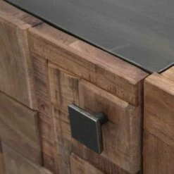 Design Dressoir In Acaciahout En Ijzer Met 2 Deuren En 2 Laden - Dalya -Slide Shop credenza di design in legno di acacia e ferro con 2 ante e 2 cassetti dalya 2