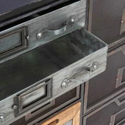 Dressoir Van Staal Met Details In Industriële Stijl Van Zink En Hout - India -Slide Shop credenza in acciaio con dettagli in zinco e legno stile industriale india 3