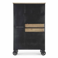 Dressoir Van Staal En Grenenhout Met Wielen Industrieel Ontwerp - County -Slide Shop credenza in acciaio e legno di pino con ruote design industriale contea 3