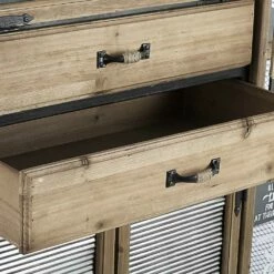 Dressoir Van Staal En Grenenhout Met Wielen Industrieel Ontwerp - County -Slide Shop credenza in acciaio e legno di pino con ruote design industriale contea 7