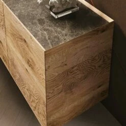 Houten Dressoir Met 3 Deuren Met Voet Van Gehard Kristal Made In Italy - Soraya -Slide Shop credenza in legno a 3 ante con base in cristallo temperato made in italy soraya 2