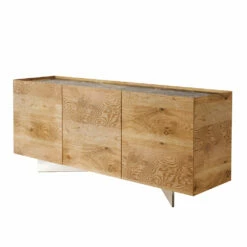 Houten Dressoir Met 3 Deuren Met Voet Van Gehard Kristal Made In Italy - Soraya