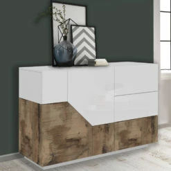 Houten Dressoir Met Scharnierende Deuren En Laden Made In Italy - Bernice 15 Houten Dressoir Met Scharnierende Deuren En Laden Made In Italy - Bernice -Slide Shop credenza in legno con ante a battente e cassetti made in italy bernice 2