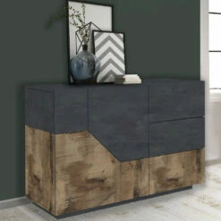 Houten Dressoir Met Scharnierende Deuren En Laden Made In Italy - Bernice 19 Houten Dressoir Met Scharnierende Deuren En Laden Made In Italy - Bernice -Slide Shop credenza in legno con ante a battente e cassetti made in italy bernice 6