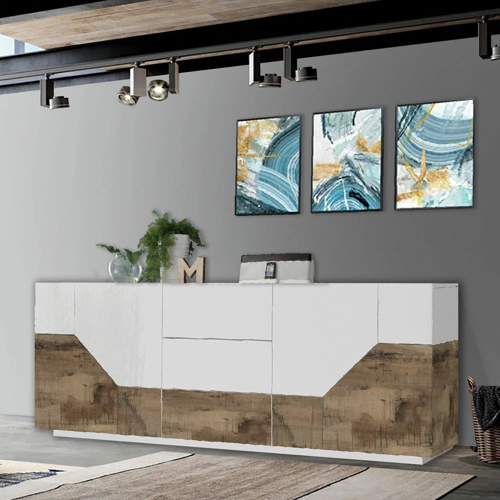 Houten Dressoir Met Scharnierende Deuren En Laden Made In Italy - Bernice 10 Houten Dressoir Met Scharnierende Deuren En Laden Made In Italy - Bernice - Afbeelding 10