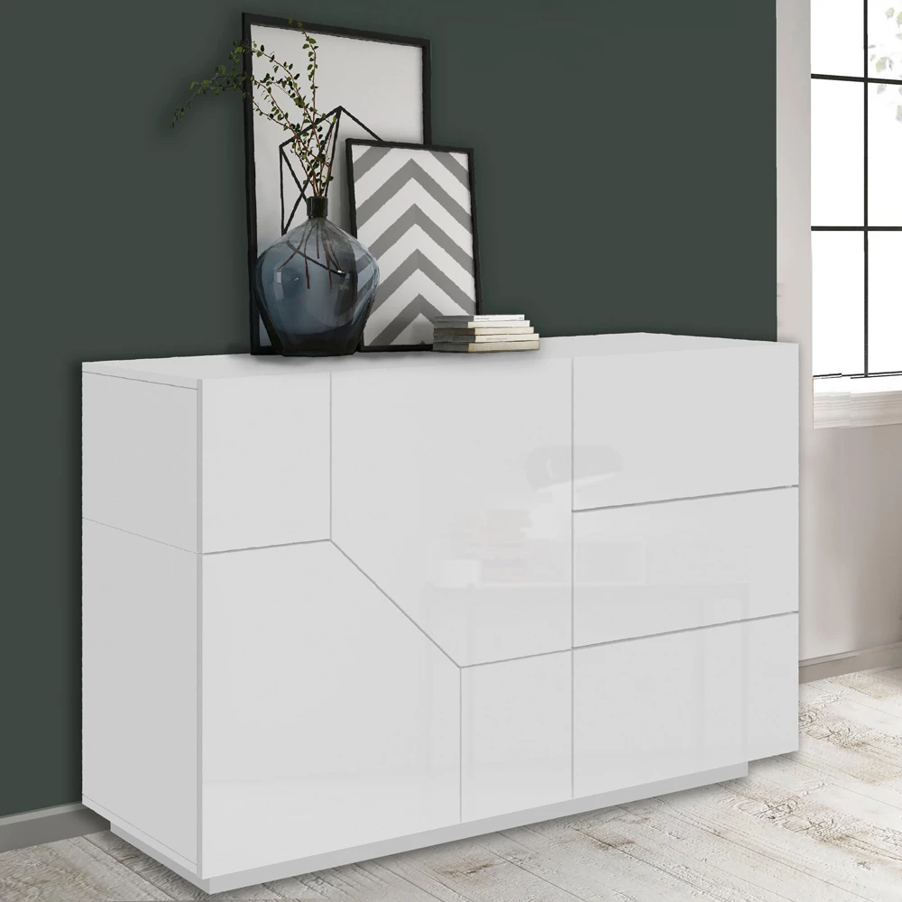 Houten Dressoir Met Scharnierende Deuren En Laden Made In Italy - Bernice 1 Houten Dressoir Met Scharnierende Deuren En Laden Made In Italy - Bernice