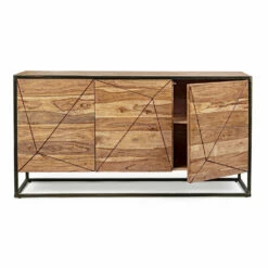 Dressoir In Acaciahout En Staal 3 Of 4 Deuren Homemotion - Cristoforo -Slide Shop credenza in legno di acacia e acciaio 3 o 4 ante homemotion cristoforo 11
