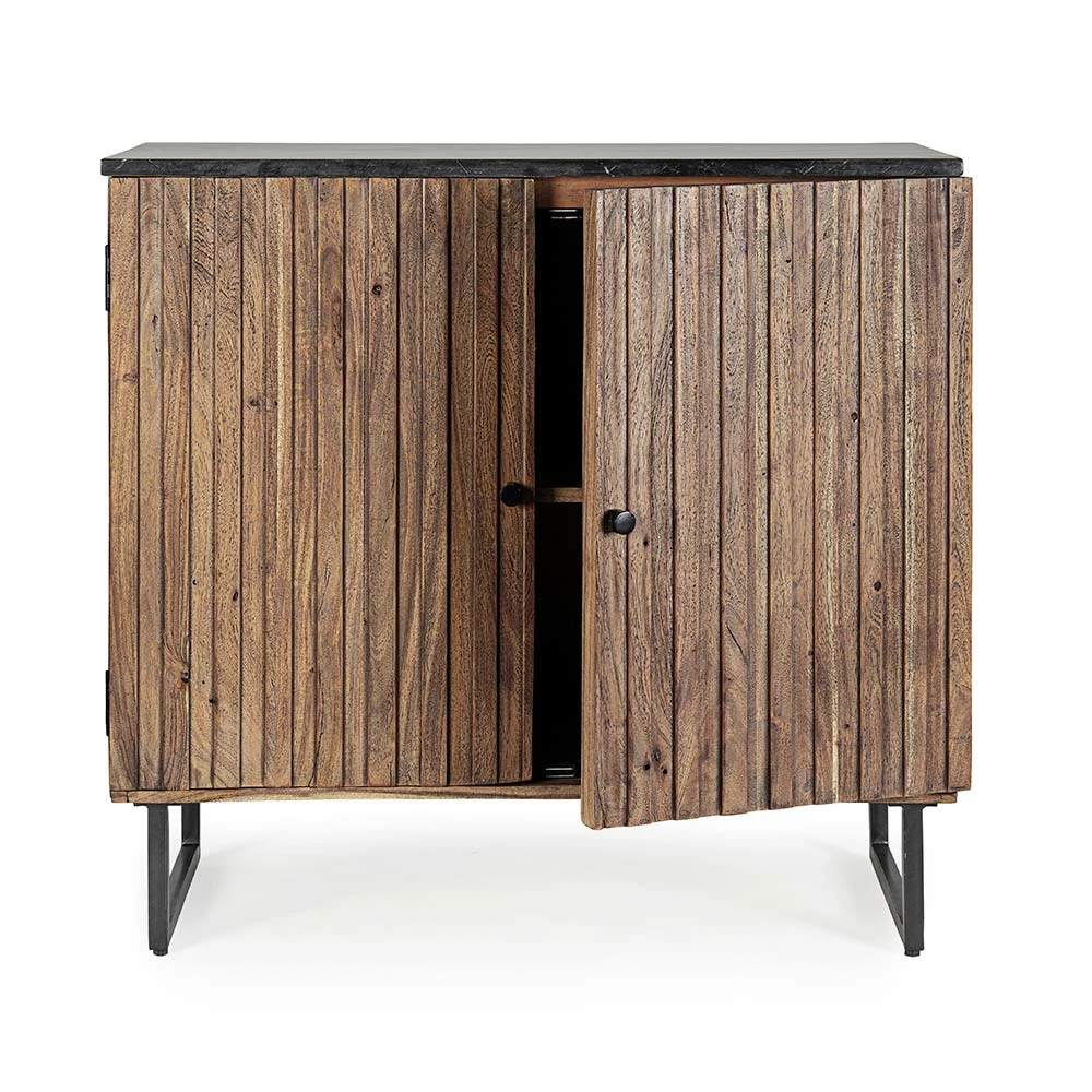 Dressoir In Acaciahout En Marmeren Blad Van Vintage Design - Syrio 2 Dressoir In Acaciahout En Marmeren Blad Van Vintage Design - Syrio - Afbeelding 2