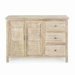 Dressoir Van Mangohout Met Met De Hand Ingelegde Decoraties - Zotto -Slide Shop credenza in legno di mango con decorazioni intarsiate a mano zotto 2