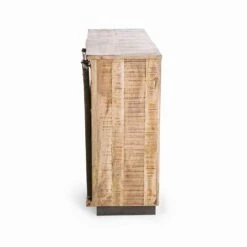 Dressoir In Hout En Staal Met Deur En 4 Laden In Industriële Stijl - Renza -Slide Shop credenza in legno e acciaio con anta e 4 cassetti stile industriale renza 3