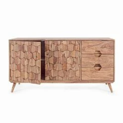 Dressoir In Natuurlijk Hout Met Deuren En Lades Homemotion - Ventador -Slide Shop credenza in legno finitura naturale con ante e cassetti homemotion ventador 2
