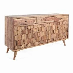 Dressoir In Natuurlijk Hout Met Deuren En Lades Homemotion - Ventador -Slide Shop credenza in legno finitura naturale con ante e cassetti homemotion ventador 7