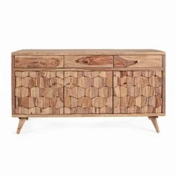 Dressoir In Natuurlijk Hout Met Deuren En Lades Homemotion - Ventador -Slide Shop credenza in legno finitura naturale con ante e cassetti homemotion ventador 8