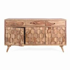 Dressoir In Natuurlijk Hout Met Deuren En Lades Homemotion - Ventador -Slide Shop credenza in legno finitura naturale con ante e cassetti homemotion ventador 9