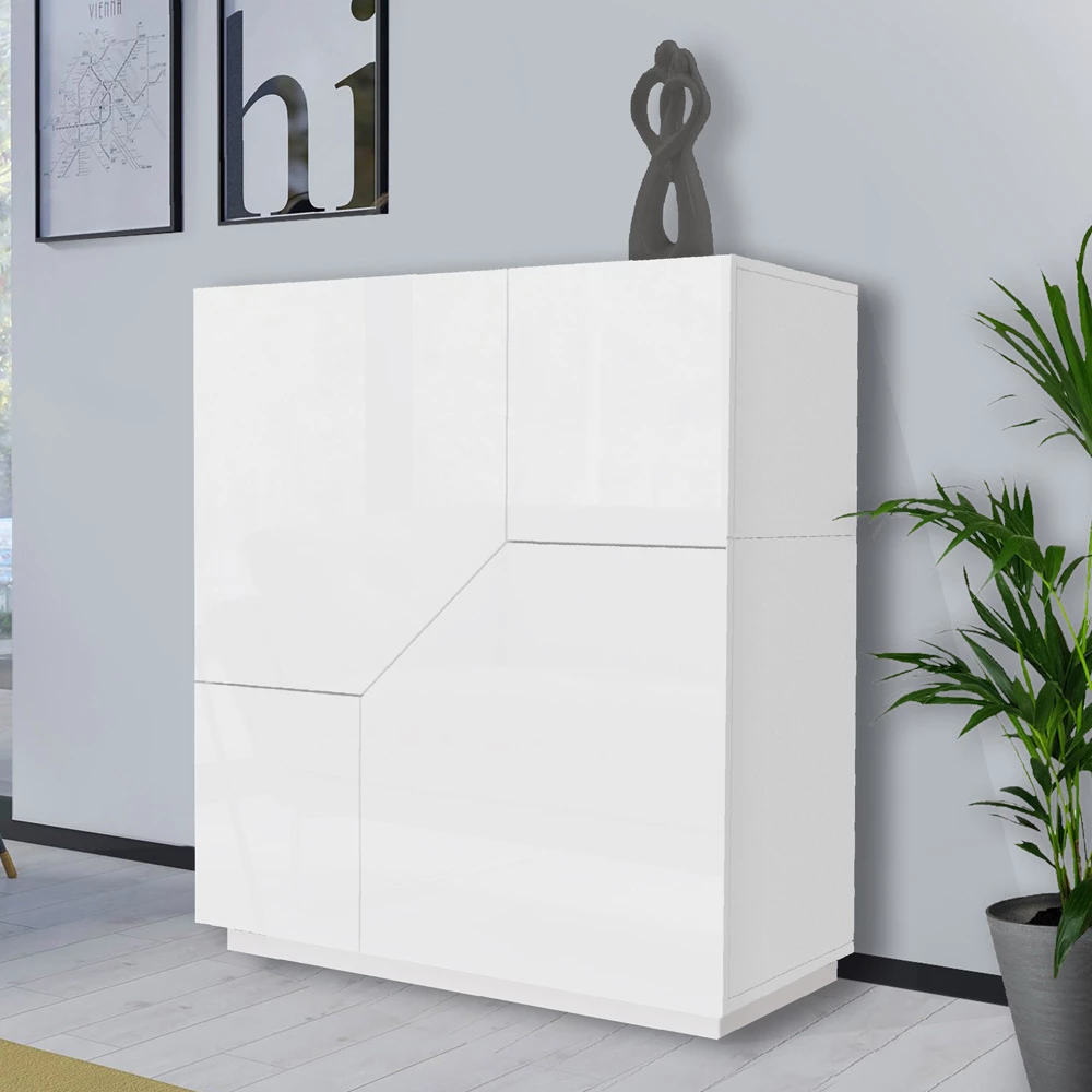 Dressoir In Melaminehout 3 Kamers En 2 Planken Made In Italy - Alyssa 3 Dressoir In Melaminehout 3 Kamers En 2 Planken Made In Italy - Alyssa - Afbeelding 3