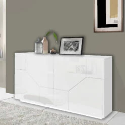 Dressoir In Melaminehout Met 4 Vakken En 2 Planken Made In Italy - Geraldina -Slide Shop credenza in legno nobilitato con 4 vani e 2 mensole made in italy geraldina