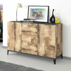 Dressoir In Melamine 3 Deuren Met Centrale Lade Made In Italy - Nerissa -Slide Shop credenza in nobilitato 3 ante con cassetto centrale made in italy nerissa 6