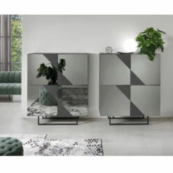 Dressoir In Melamine Gecoat In Spiegelglas Made In Italy - Morgana -Slide Shop credenza in nobilitato rivestita in vetro specchio made in italy morgana 3