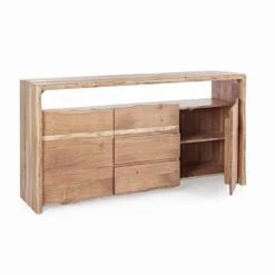 Modern Dressoir In Acaciahout Met 2 Deuren En 3 Laden Homemotion - Lauro -Slide Shop credenza moderna in legno di acacia con 2 ante e 3 cassetti homemotion lauro 2