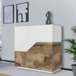 Modern Dressoir In Melamine 2 Kamers Met Plank Made In Italy - Geraldina 11 Modern Dressoir In Melamine 2 Kamers Met Plank Made In Italy - Geraldina -Slide Shop credenza moderna in nobilitato 2 vani con mensola made in italy geraldina 3