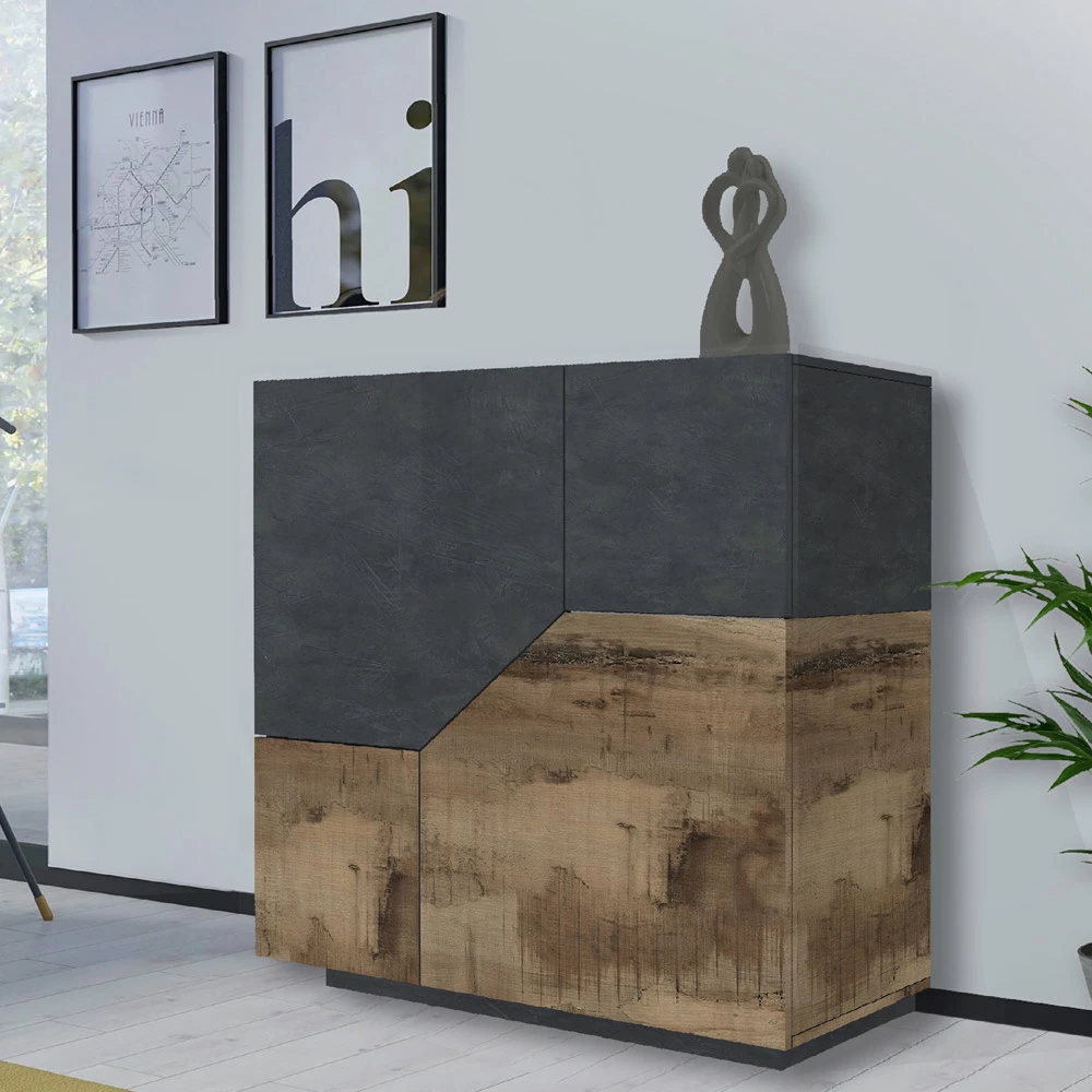 Modern Dressoir In Melamine 2 Kamers Met Plank Made In Italy - Geraldina 6 Modern Dressoir In Melamine 2 Kamers Met Plank Made In Italy - Geraldina - Afbeelding 6