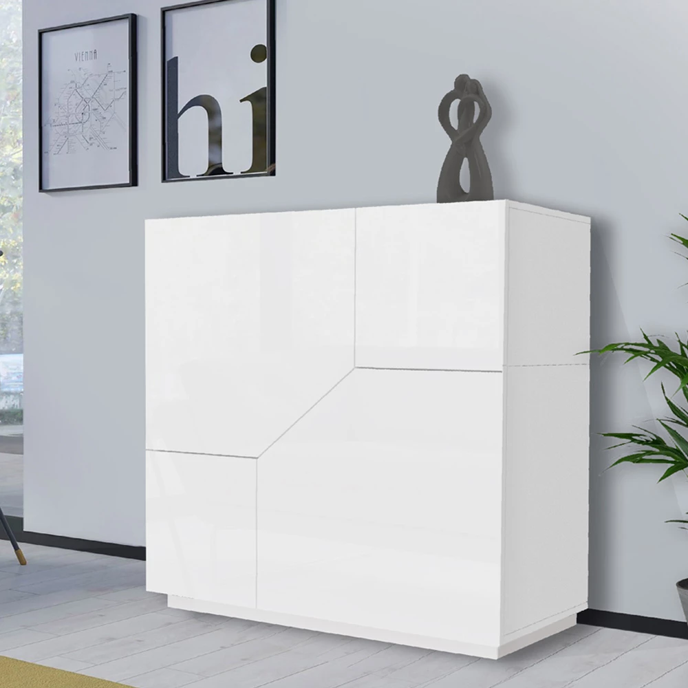 Modern Dressoir In Melamine 2 Kamers Met Plank Made In Italy - Geraldina 1 Modern Dressoir In Melamine 2 Kamers Met Plank Made In Italy - Geraldina