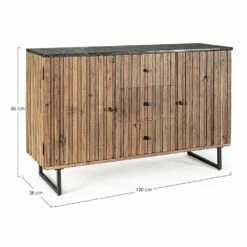 Vintage Dressoir Van Acaciahout En Marmeren Blad 2 Deuren 3 Laden - Syrio -Slide Shop credenza vintage legno d acacia e piano in marmo 2 ante 3 cassetti syrio 8