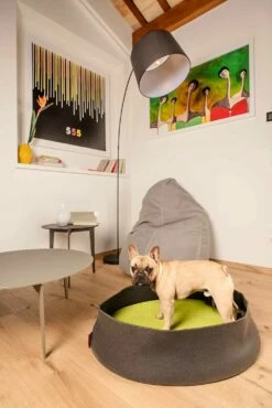 Microvezel En Gerecycled Weefsel Ovale Kennel Voor Honden - Onderdak -Slide Shop cuccia per cani ovale in microfibra e tessuto riciclato made in italy riparo 1