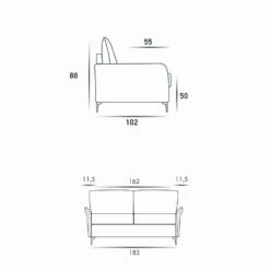 Design 3-zitsbank L 185cm Stof / Eco-leer Made In Italy Erica -Slide Shop divano 3 posti di design l 185cm tessuto ecopelle made in italy erica 7