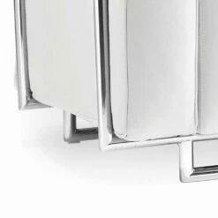 Sofa Met Twee Moderne Plaatsen In Het Wit Kunstleer En Verchroomde Onderdelen Bugle -Slide Shop divano a due posti moderno in ecopelle bianca e parti cromate bugola 2