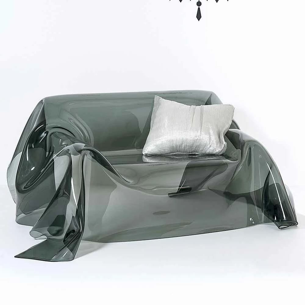 Sofa Met Een Modern Design In Jolly Gerookte Plexiglas, Made In Italy 1 Sofa Met Een Modern Design In Jolly Gerookte Plexiglas, Made In Italy