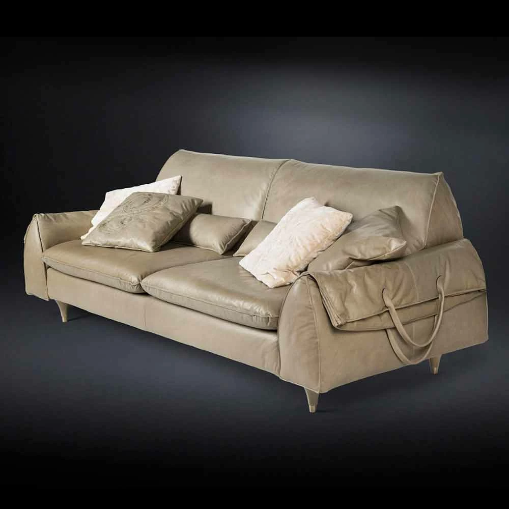 Massief Hout En Lederen Sofa Met Armleuningen Eve Voor Objecten 2 Massief Hout En Lederen Sofa Met Armleuningen Eve Voor Objecten - Afbeelding 2