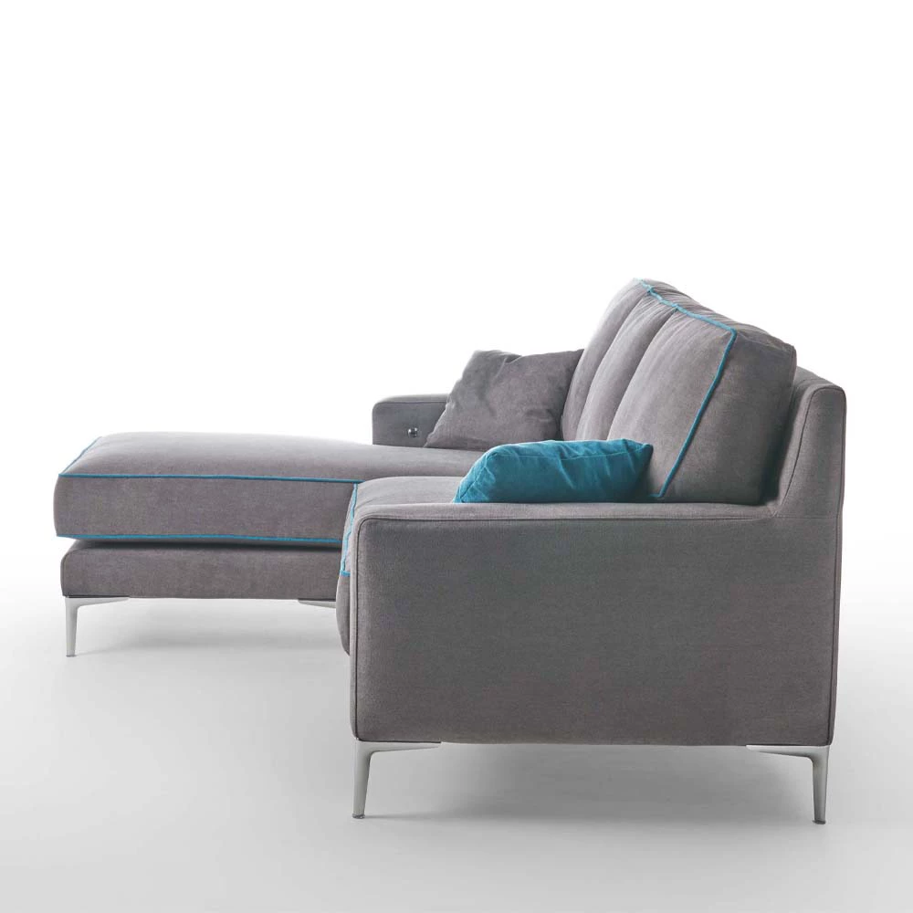 Stoffen Bank Met Schiereiland-poef En USB-aansluiting Made In Italy - Tenerife 2 Stoffen Bank Met Schiereiland-poef En USB-aansluiting Made In Italy - Tenerife - Afbeelding 2