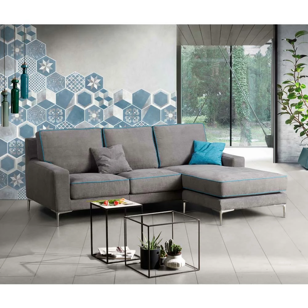 Stoffen Bank Met Schiereiland-poef En USB-aansluiting Made In Italy - Tenerife 5 Stoffen Bank Met Schiereiland-poef En USB-aansluiting Made In Italy - Tenerife - Afbeelding 5