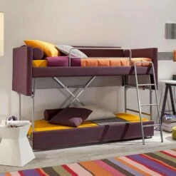 Moderne Stapelbedbank Bekleed Met Made In Italy-stof - Grietje -Slide Shop divano letto a castello di design rivestito in tessuto made in italy gretel 4