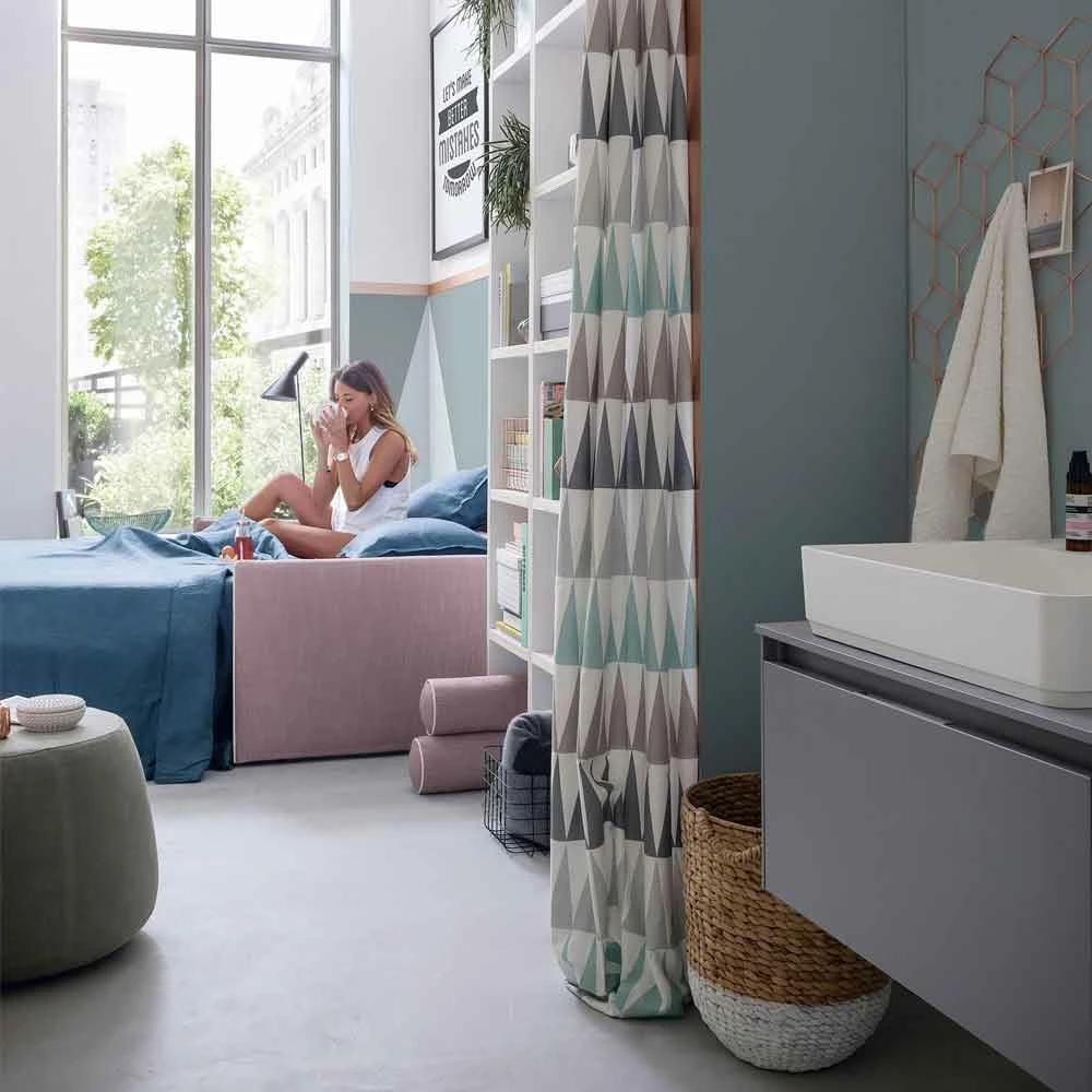 Slaapbank In Lichtroze Stof Met Witte Rand Made In Italy - Poppy 6 Slaapbank In Lichtroze Stof Met Witte Rand Made In Italy - Poppy - Afbeelding 6