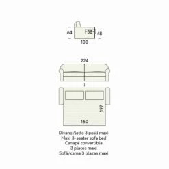 Slaapbank Voor 2 Personen In Designstof Made In Italy - Anemoon -Slide Shop divano letto matrimoniale in tessuto di design realizzato in italia anemone 1