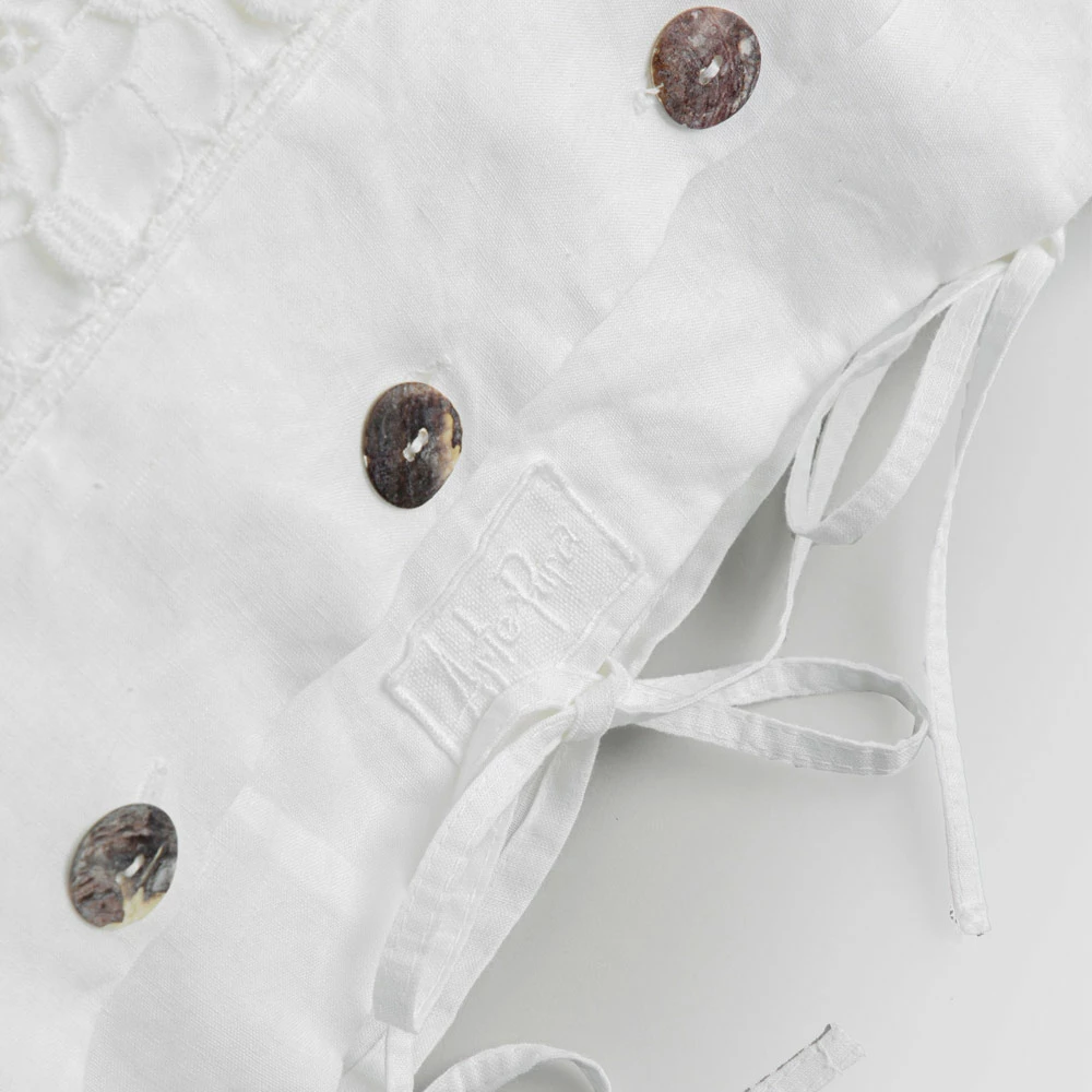 Kussensloop Van Wit Linnen Met Kant, Knopen En Veters Voor Kussen - Malone 4 Kussensloop Van Wit Linnen Met Kant, Knopen En Veters Voor Kussen - Malone - Afbeelding 4