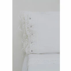 Beddengoed Kussensloop Met Wit Kant, Luxe Design Made In Italy - Kiss -Slide Shop federa di lino con pizzo bianco per letto design di lusso made in italy kiss 8
