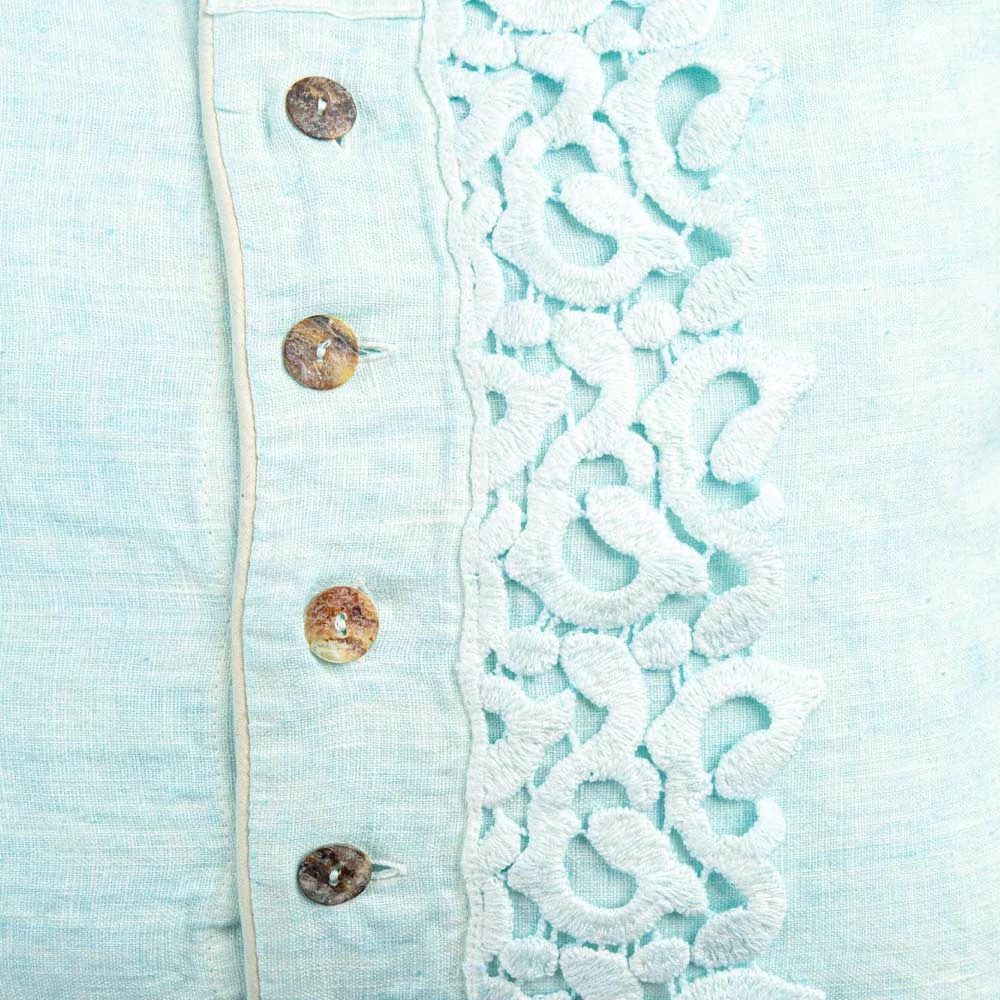 Kussensloop Van Gekleurd Linnen, Poema-kant En Italiaanse Luxe Biezen - Stego 3 Kussensloop Van Gekleurd Linnen, Poema-kant En Italiaanse Luxe Biezen - Stego - Afbeelding 3